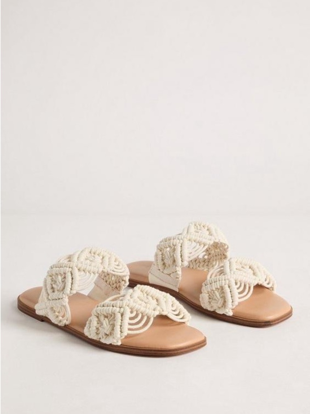 torrid Cream Macramé Double-Strap Slide Sandals